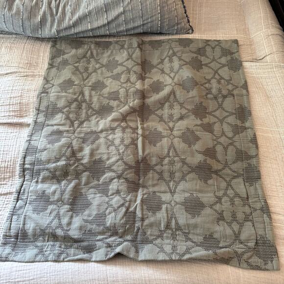 NWOT Pottery Barn Blue Grey Jacquared Euro Shams - Picture 2 of 4